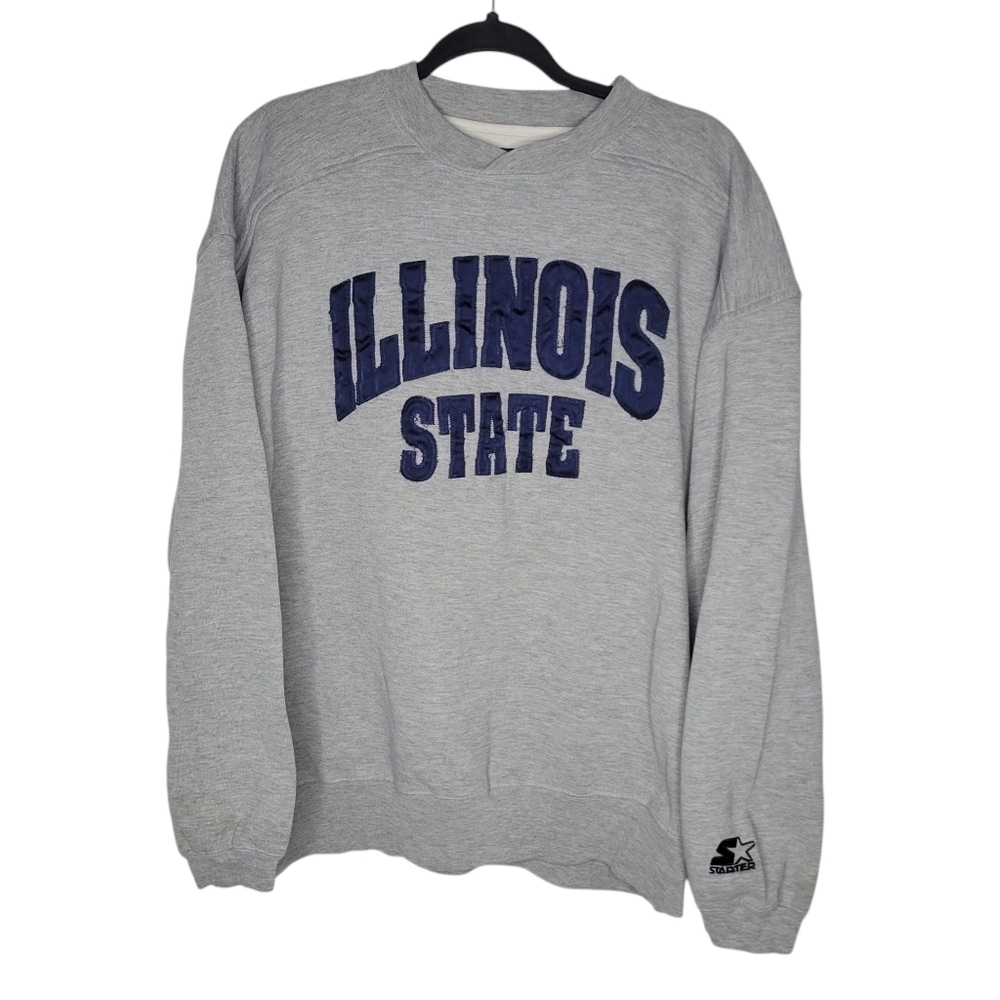 Vintage 90s STARTER Illinois State Embroidered Crewneck Sweatshirt Size Large